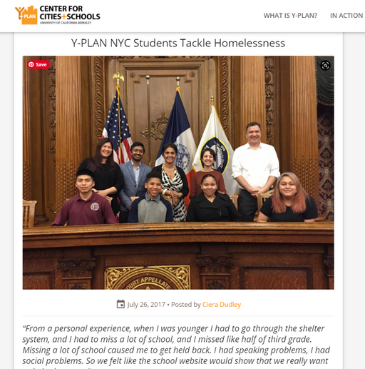 Thumbnail for "Y-PLAN NYC Students Tackle Homelessness"