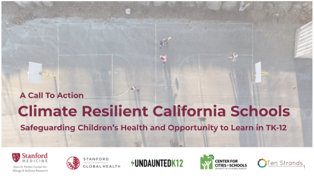 Screenshot of report: A Call to Action: Climate Resilient California Schools