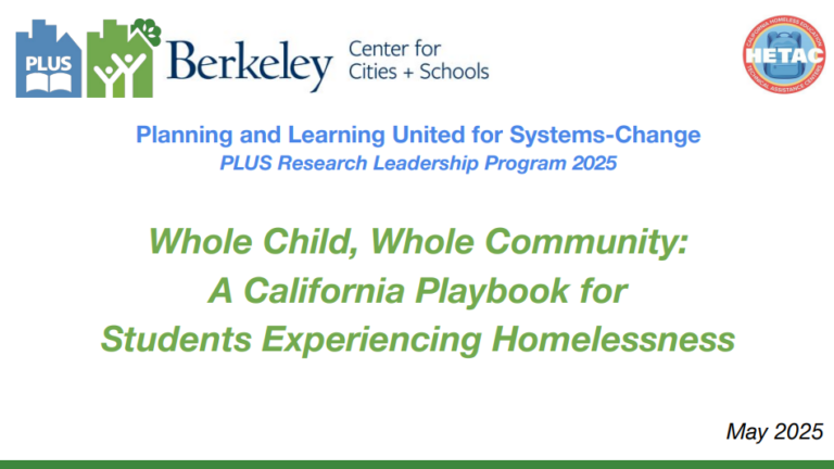 PLUS Playbook for Homeless Education in California